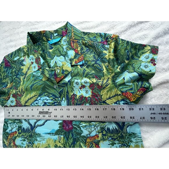 Tori Richard Honolulu Cotton Lawn Button-Up Tropical Hawaiian Shirt Large Green - Picture 6 of 7